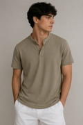 Playeras Polo Para Hombre Cuello Mao Spandex APMAO Kaki
