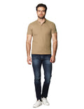 Playeras Para Hombre Manga Corta Con Botones A45305 Camel