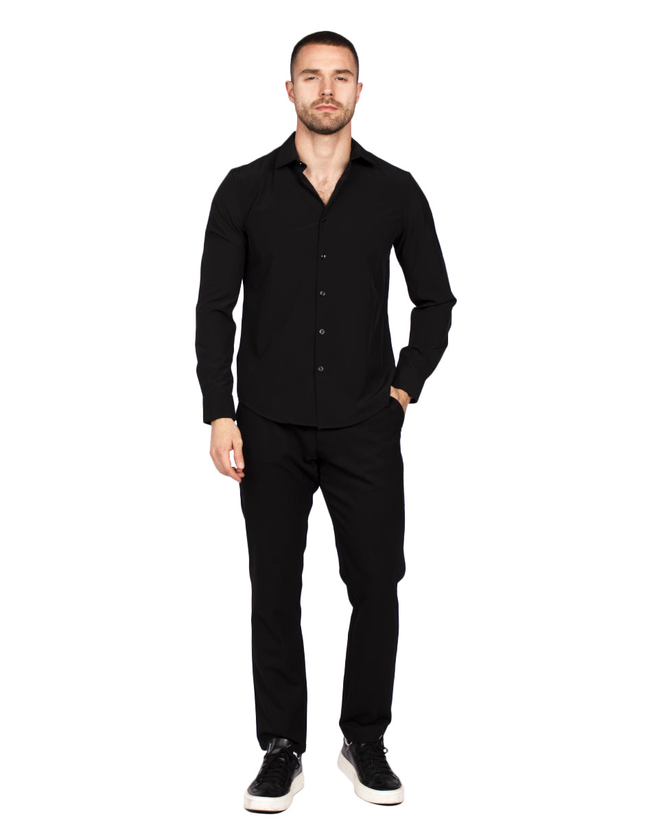 Camisas Para Hombre Regular Fit Sin Arrugas BPOP4W Negro
