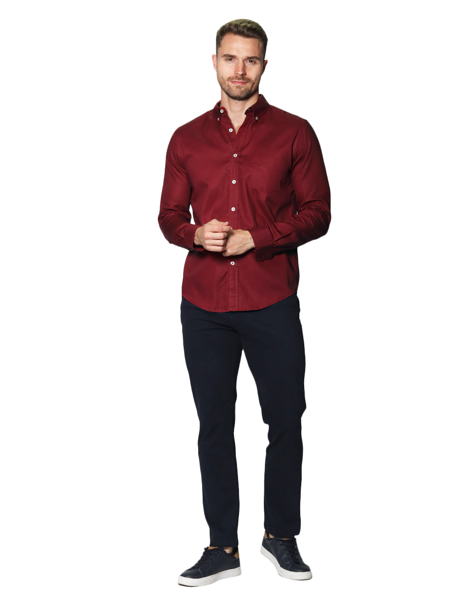 Pantalon Vino Camisa Vinotinto Para Hombre Pantalón Negro Camisas