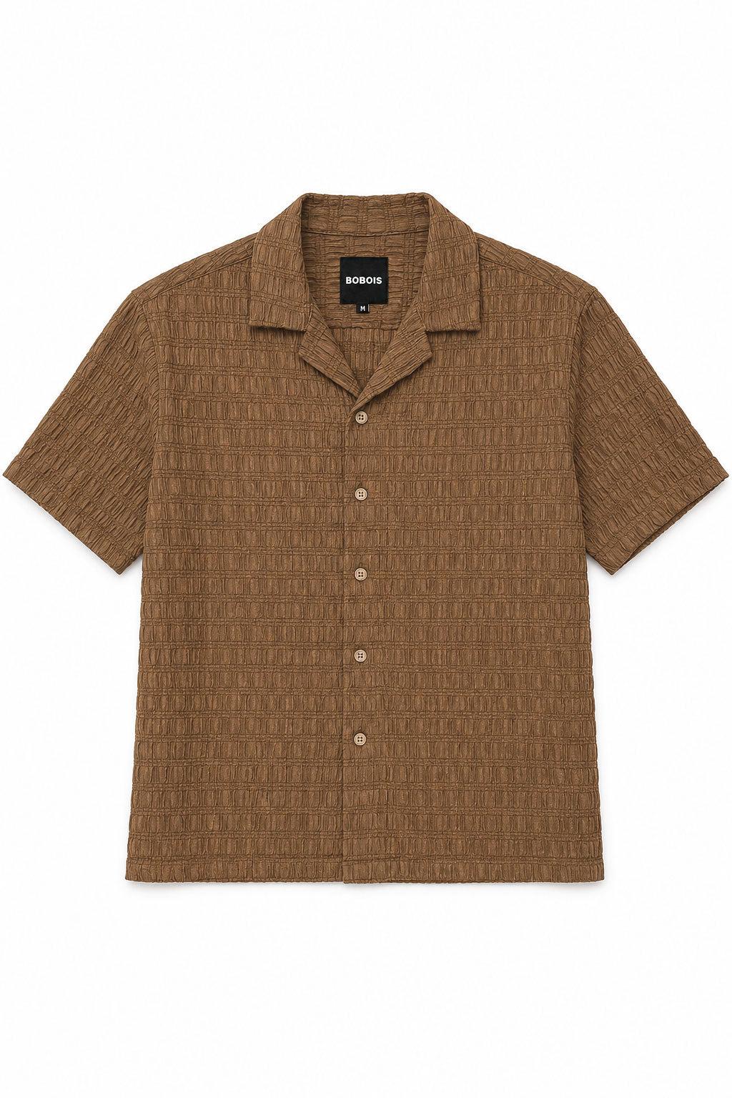 Camisa para Hombre Manga Corta Resort Jacquard Super Stretch Antiarrugas B61457 Tabaco