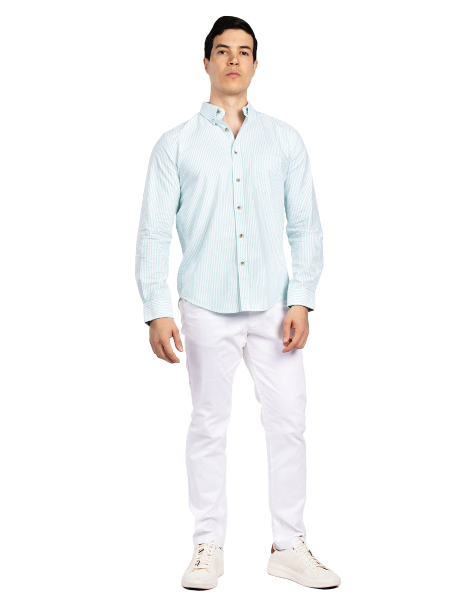 Camisas Para Hombre Regular Fit Oxford B51113 Verde