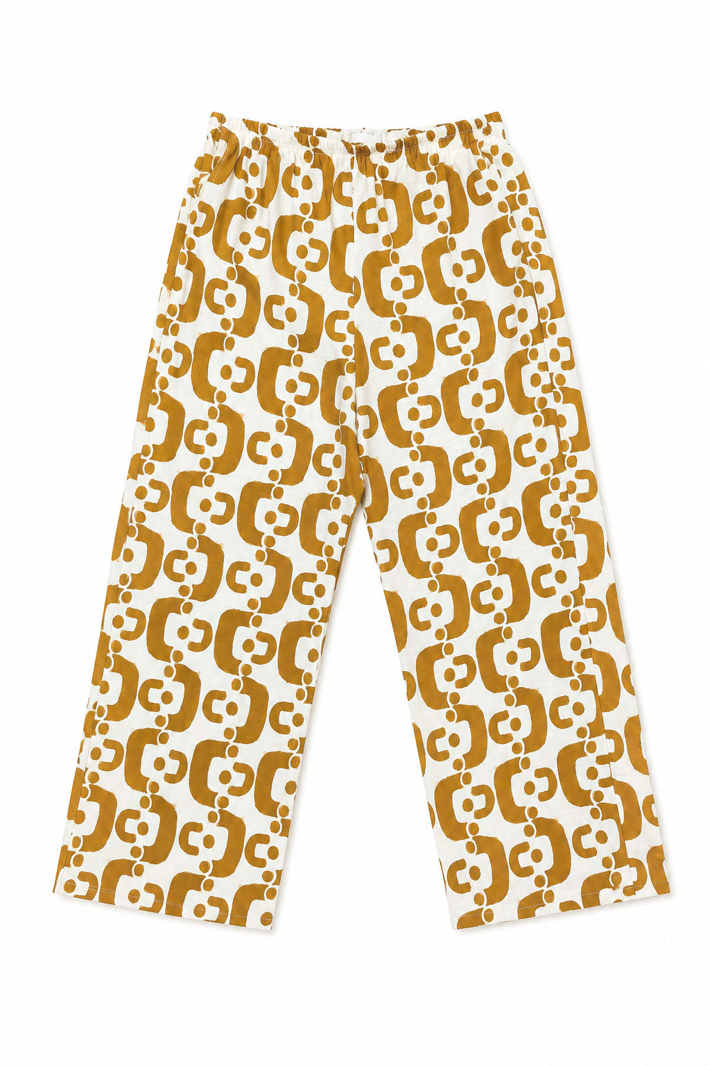 Pantalones Para Mujer Ligero Estampado Con Elastico W61126 Ocre
