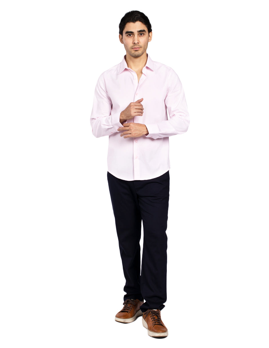 Camisas Para Hombre Regular Fit Stretch B51301 Rosa