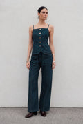 Jeans Para Mujer Mezclilla Wide Leg Ligero Holgado V63101 Unico