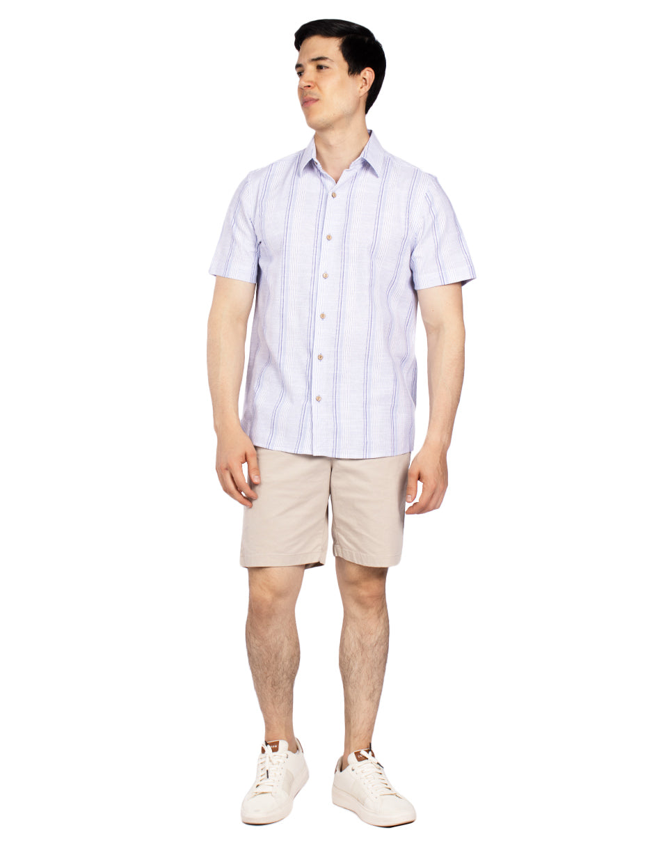 Camisas Para Hombre Dobbie Con Textura B51356 Blanco