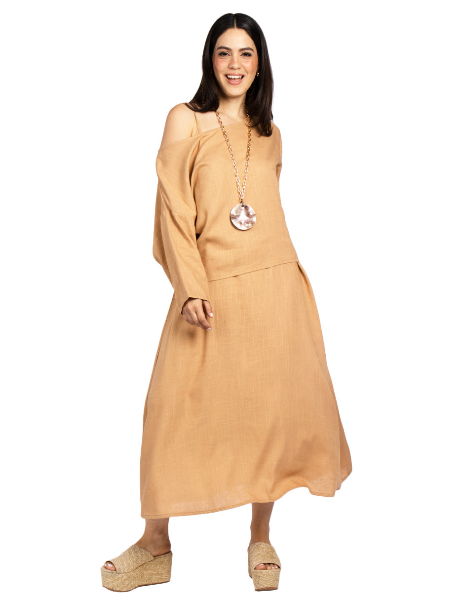 Blusas Para Mujer Oversize Tipo Lino N51141 Camel