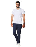 Playeras Polo Para Hombre De Manga Corta Con Detalle En Mangas A41412 Blanco