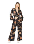 Kimonos Para Mujer Bobois Moda Casuales Japonés Midi Corto De Manga Larga Satinado Con Estampado Floral T33106 Negro