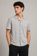 Camisas Para Hombre Manga Corta Tacto Cashmere B65451 Jaspe