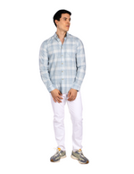 Camisas Para Hombre Manga Larga Cuadros B51128 Aqua