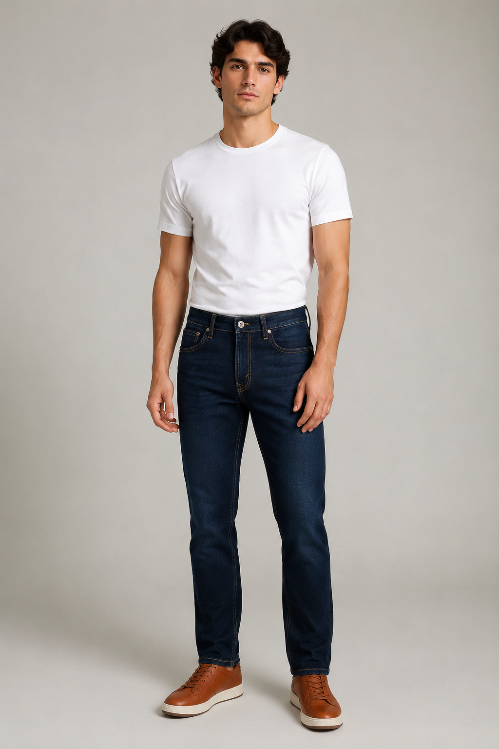 Jeans Para Hombre Mezclilla Slim Deslavado Oscuro J61110 Azul