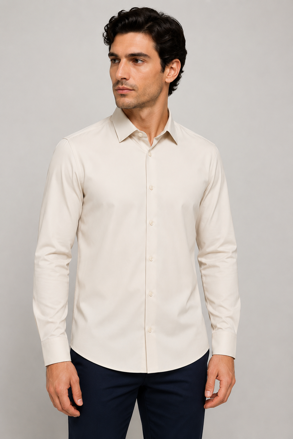 Camisas para Hombre de Tejido de Punto B65402 Beige