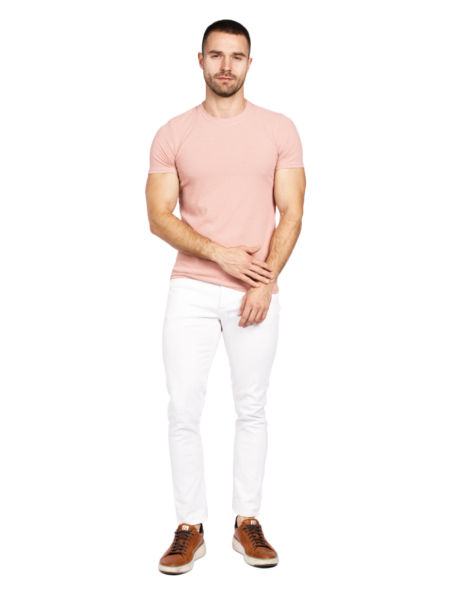 Playeras Para Hombre Con Textura A51305 Rosa