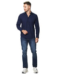 Camisas Para Hombre Jaspeada Manga Larga B45306 Azul