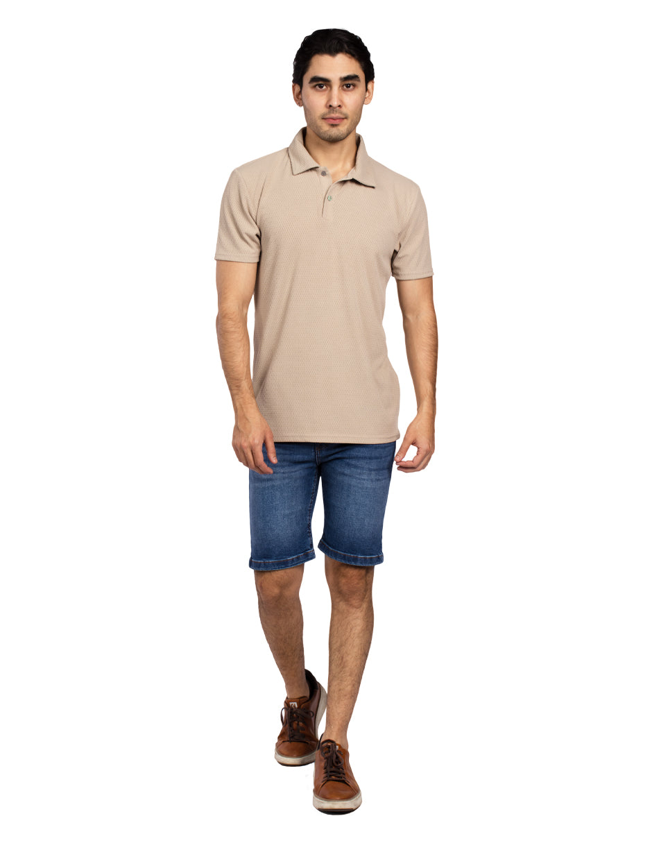 Playeras Tipo Polo Para Hombre Jacquard A51312 Arena