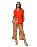 Blusas Camiseras Para Mujer Bobois Moda Casuales Manga Larga Tipo Lino N31109 Naranja