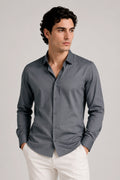 Camisas Para Hombre Super Stretch Jacquard Sin Arrugas B55404 Gris