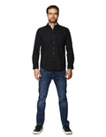 Camisas Para Hombre Manga Larga Lisa B45101 Negro