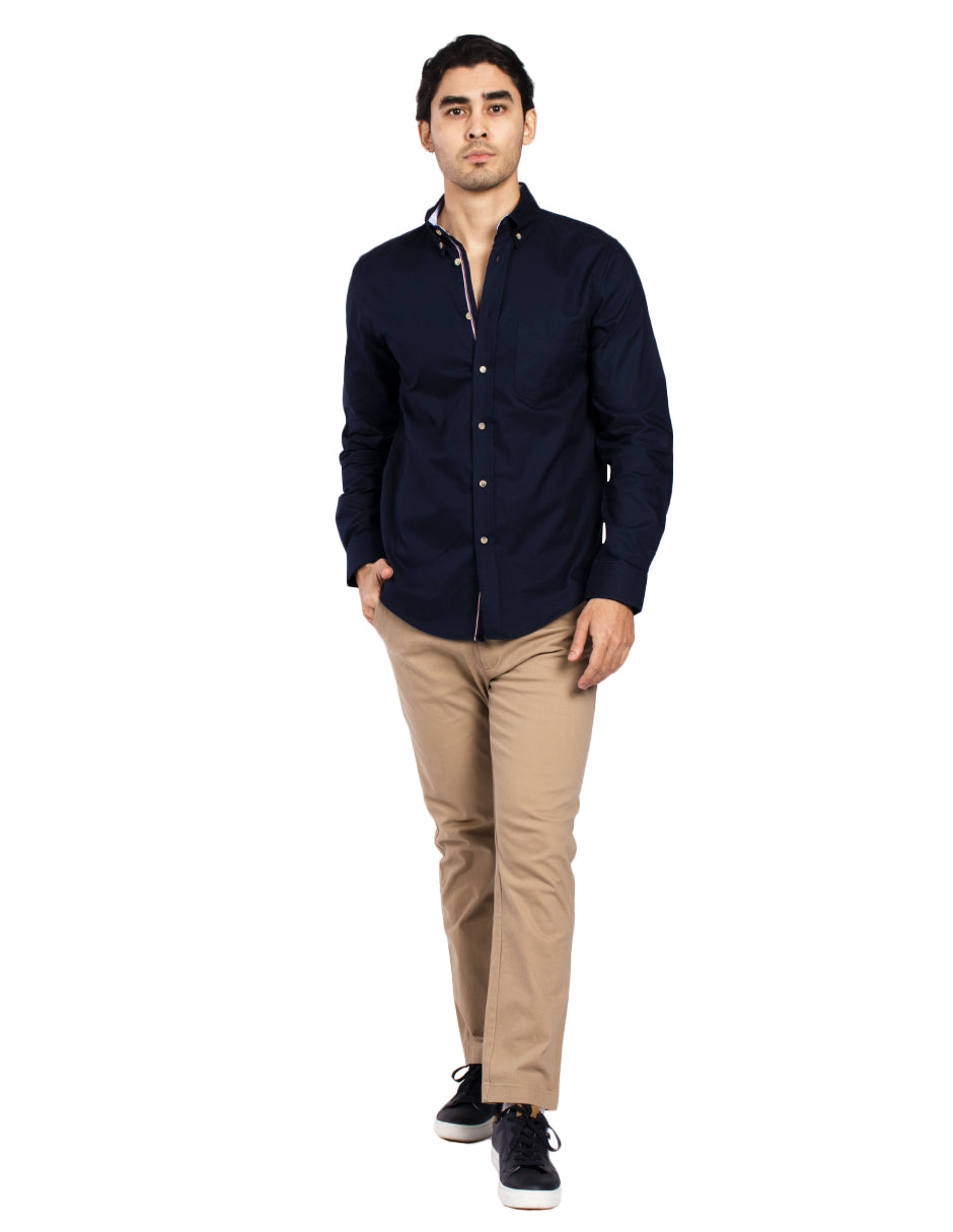 Camisas Para Hombre Regular Fit Oxford B51111 Marino