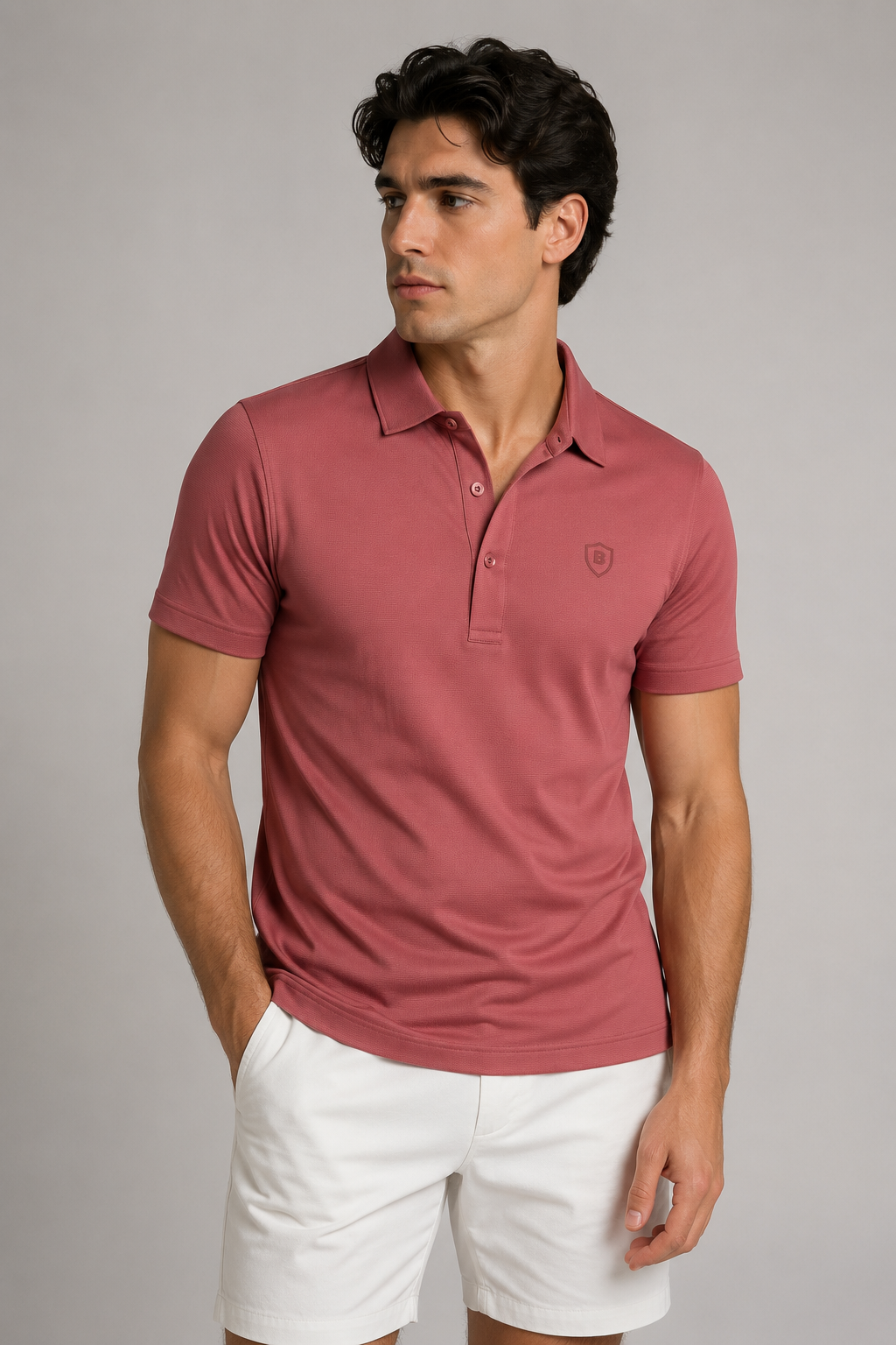 Playeras Polo Para Hombre Spandex Con Textura A55402 Teja