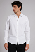 Camisas Para Hombre De Micropique Tejido Punto Ligero Stretch B65401 Blanco