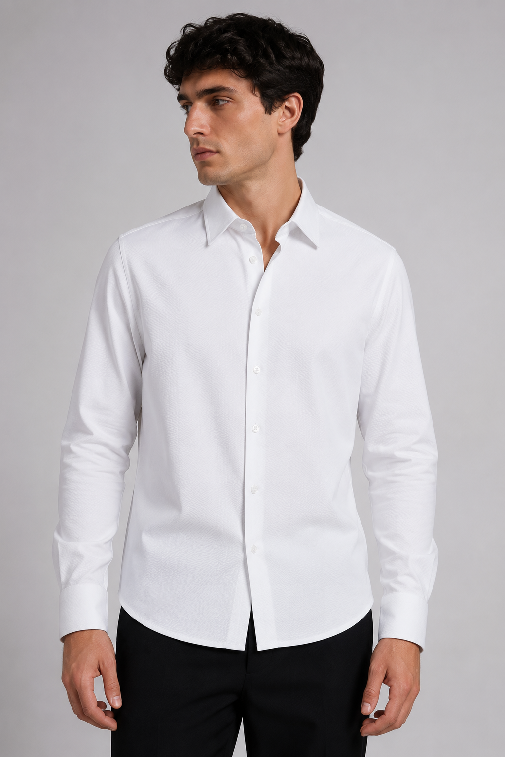 Camisas Para Hombre De Micropique Tejido Punto Ligero Stretch B65401 Blanco