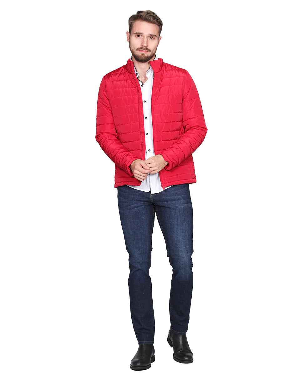 Chamarras Para Hombre Cuello Alto Con Relleno D15102 Rojo