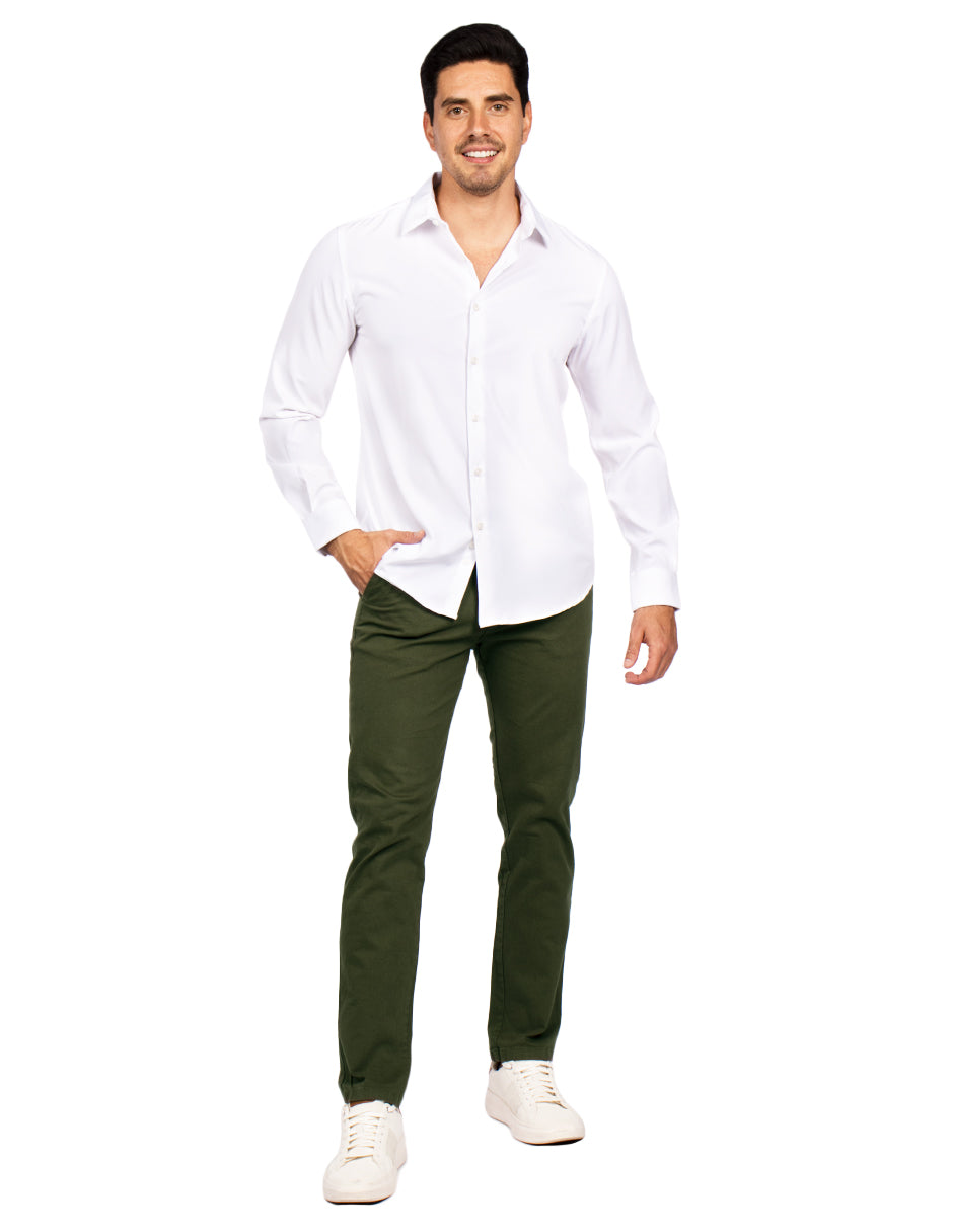 Pantalones Para Hombre Soft Stretch Slim GPAXAR Militar