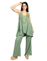 Pantalones Para Mujer Tipo Lino Wide Leg W51116 Sage