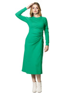 Vestidos Para Mujer Manga Larga Acanalado Con Jareta S43133 Verde