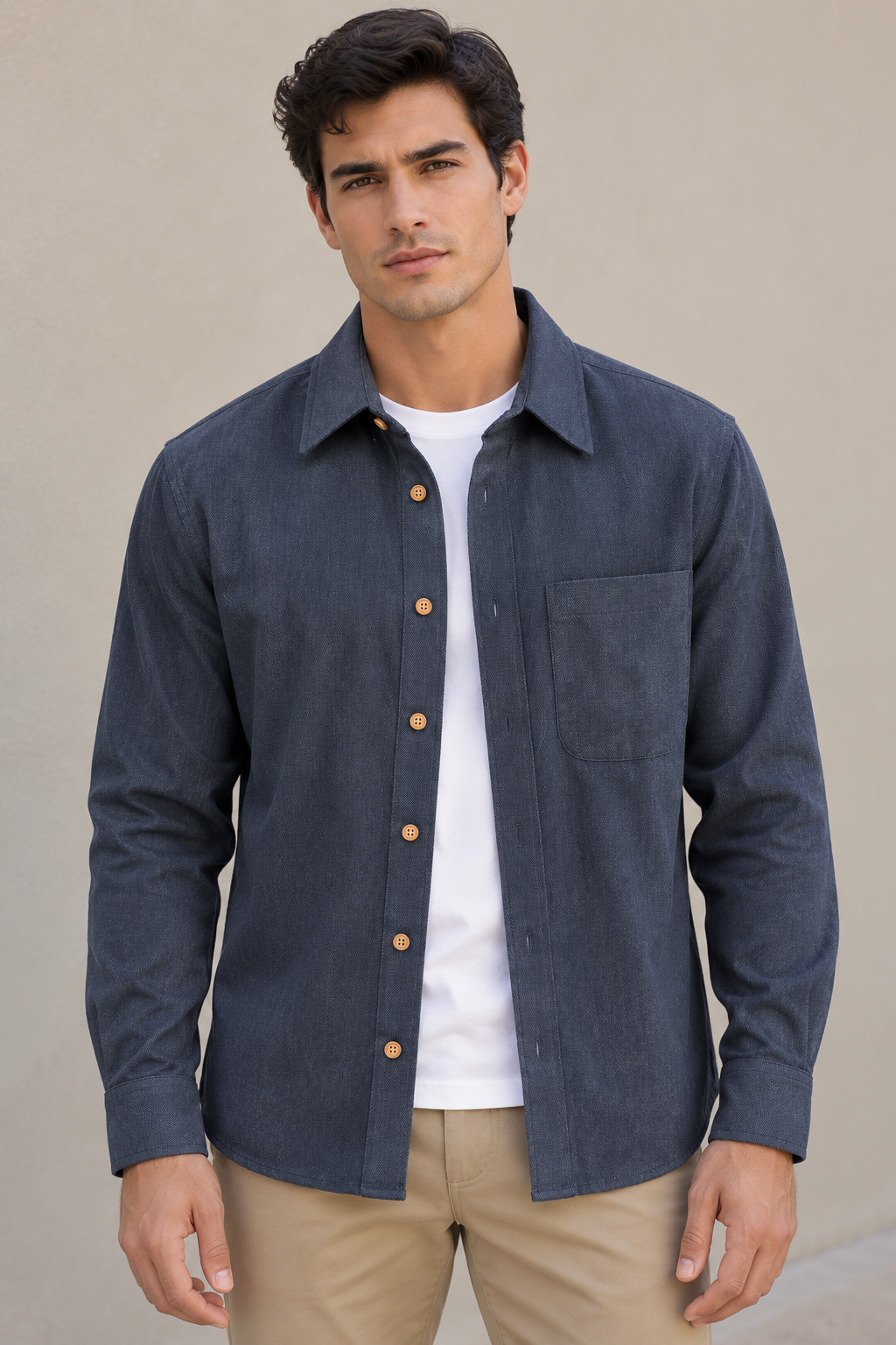 Sobrecamisas para Hombre Ligera de Algodón B65319 Azul