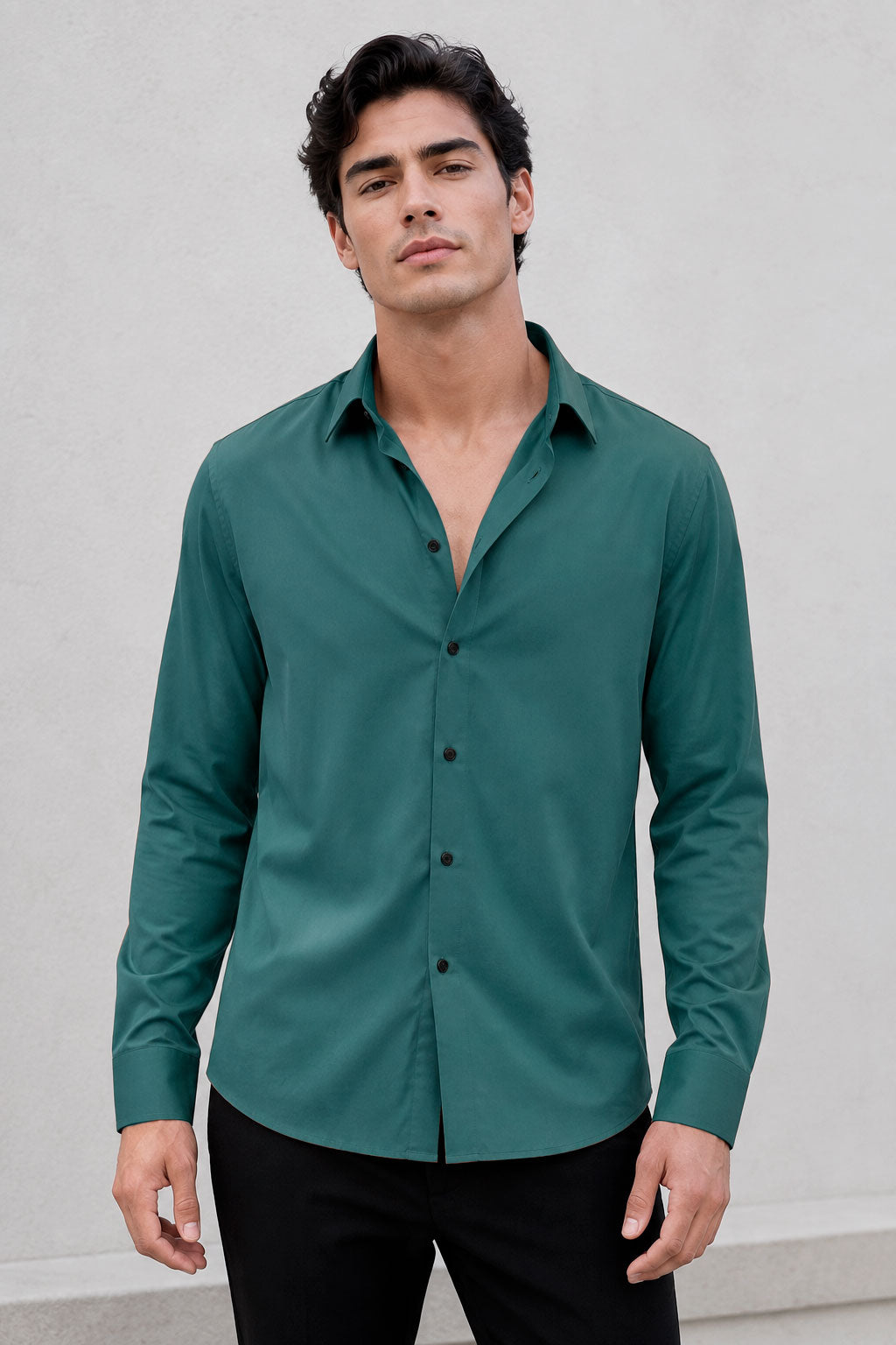 Camisas Para Hombre Super Stretch Sin Costuras B65405 Teal