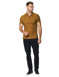 Playeras Polo Para Hombre De Manga Corta Lisa Basica Con Logo Bordado Slim Fit APOLOB Ocre