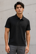 Playeras Polo Para Hombre Premium Con Textura A55405 Negro