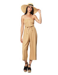 Jumpsuits Para Mujer Smok De Tirantes Tipo Lino Con Cinturon W41136 Maiz