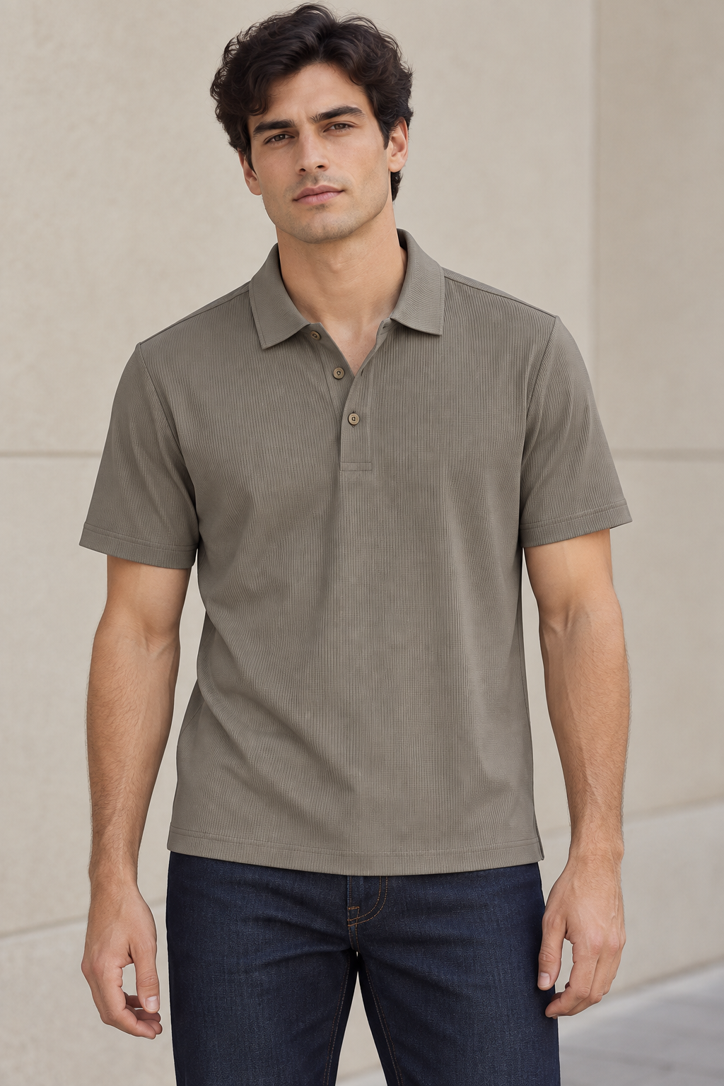Playera Polo para Hombre Piqué Super Stretch Transpirable A61411 Gris