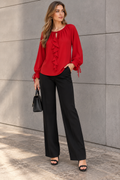 Blusas Para Mujer Lisa Bohemia Con Olanes N53123 Rojo