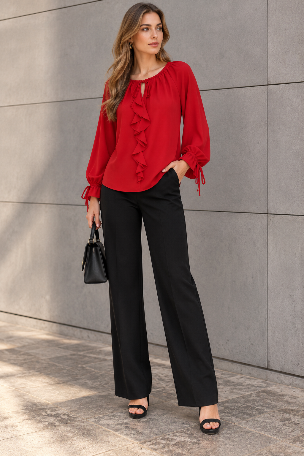 Blusas Para Mujer Lisa Bohemia Con Olanes N53123 Rojo