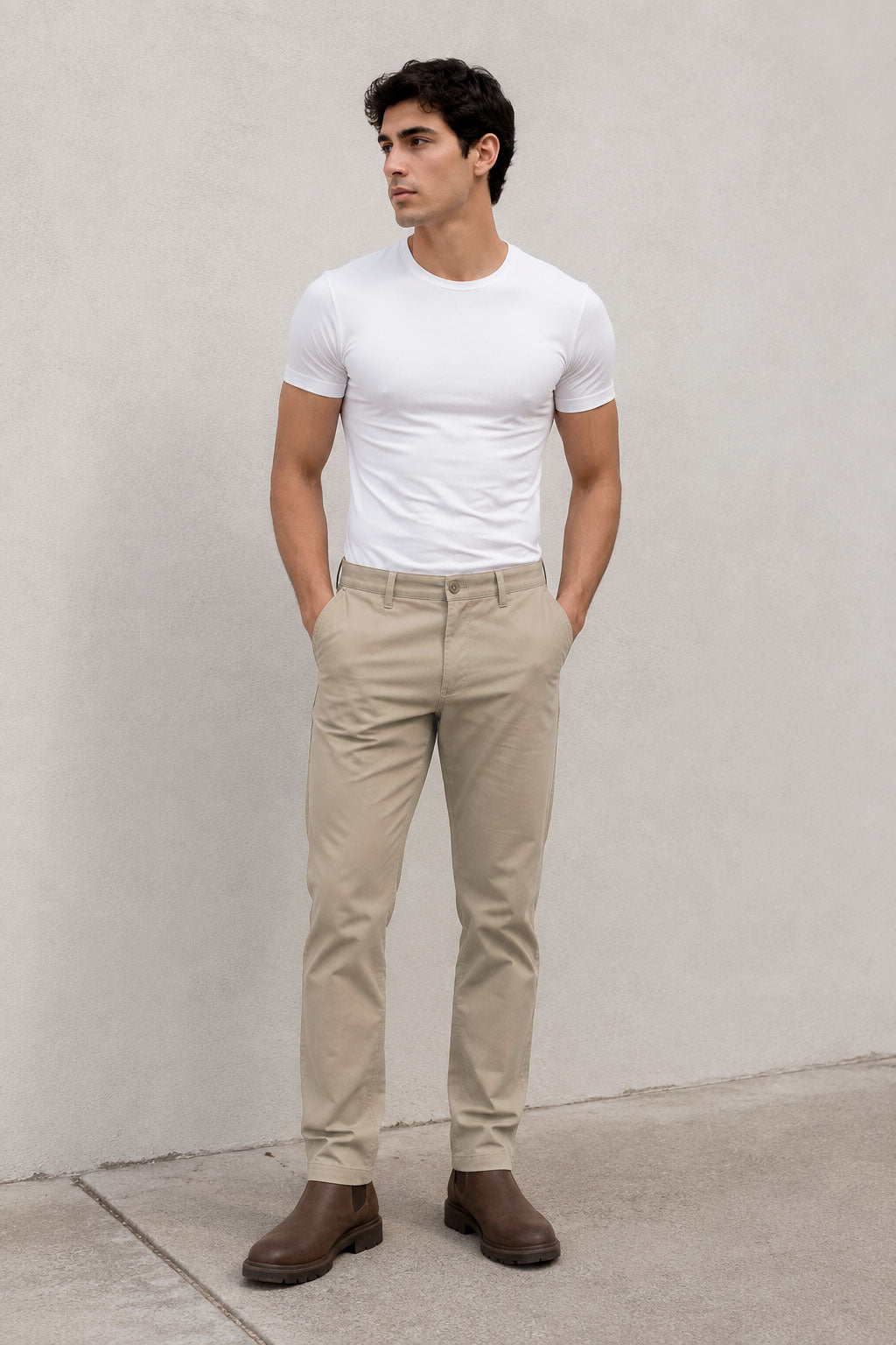 Pantalones Para Hombre Formal Casual Regular Fit GFIVE Kaki