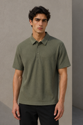 Playeras Polo Para Hombre Premium Con Textura A55405 Olivo