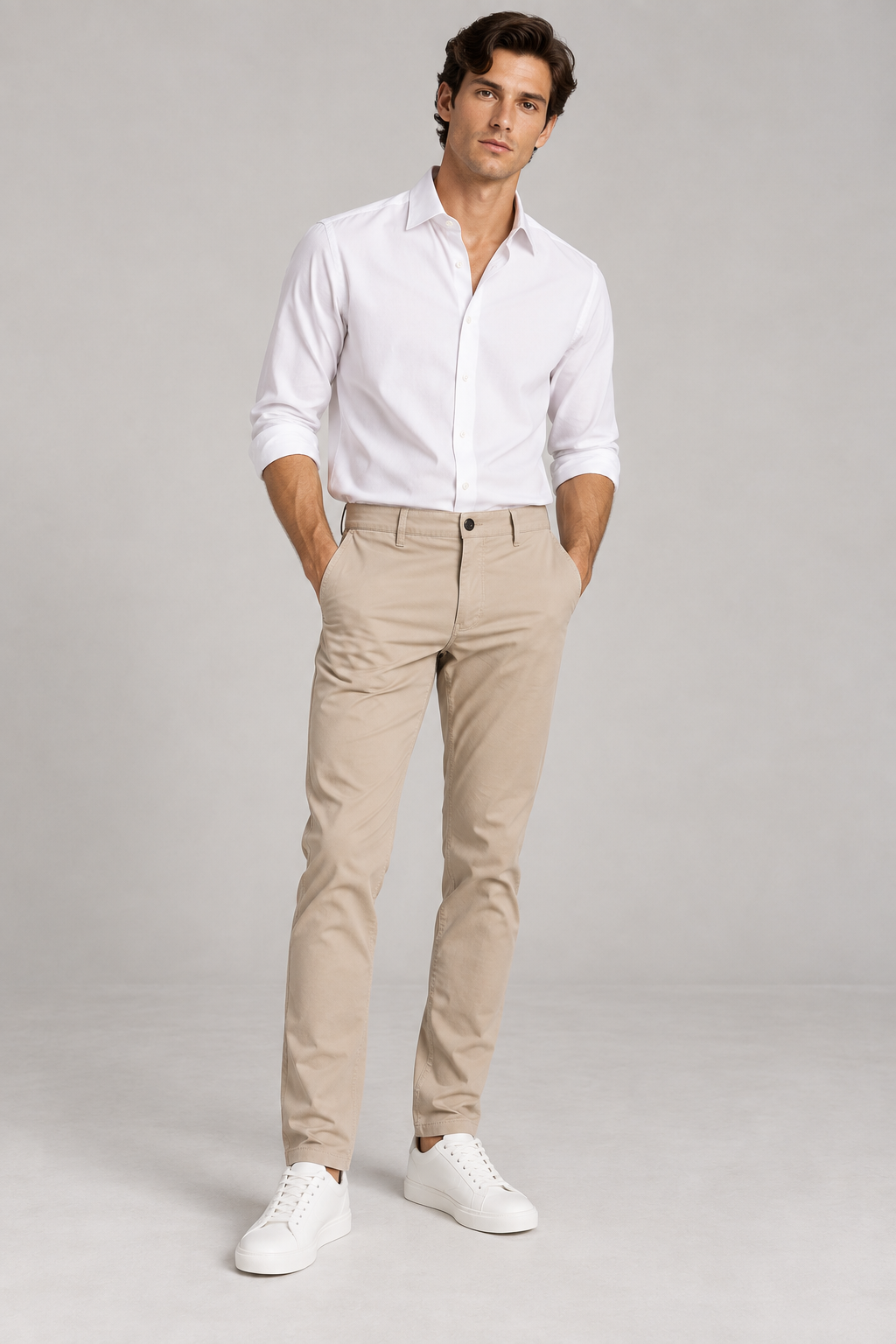Pantalones Para Hombre Chino Algodón Stretch GWOVEN Kaki