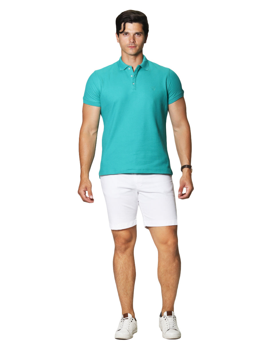 Playeras Polo Para Hombre De Manga Corta Lisa Basica Con Logo Bordado Slim Fit APOLOB Jade