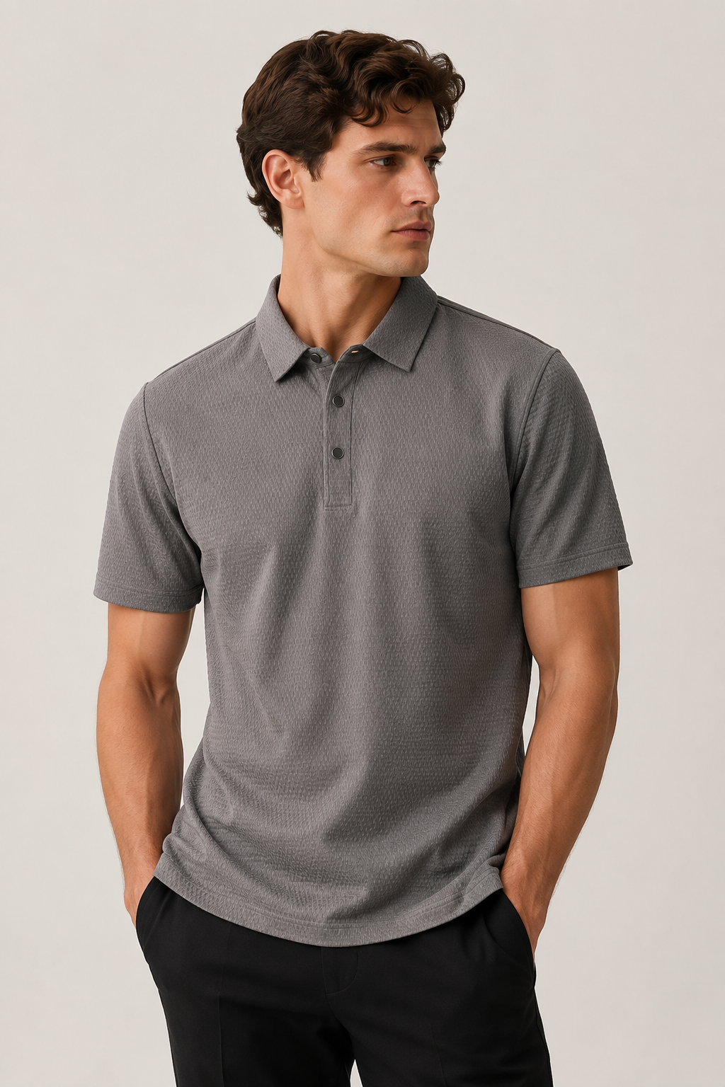 Playeras Polo Para Hombre Teach Microperforada De Manga Corta A65412 Gris