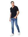 Playeras Polo Para Hombre Tejida Sin Botones A41457 Negro