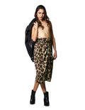 Faldas Para Mujer Bobois Moda Casuales Corta Midi Satinada Animal Print X33103 Beige