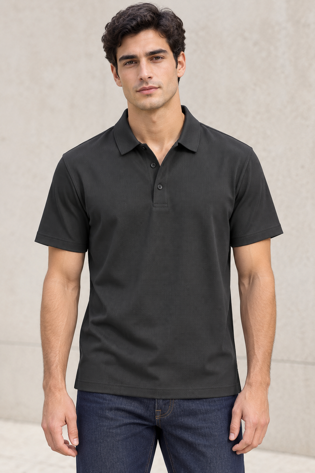 Playera Polo para Hombre Piqué Super Stretch Transpirable A61411 Negro