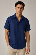 Camisas Para Hombre Manga Corta Jacquard  B61351 Marino