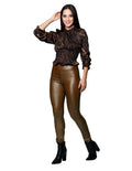 Leggins Para Mujer Tipo Piel Lisos Corte Slim De Tiro Alto W33121 Cafe