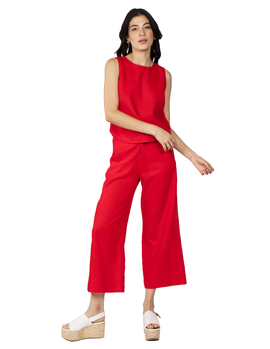 Blusas Para Mujer Tipo Lino Comoda Sin Mangas N51144 Rojo